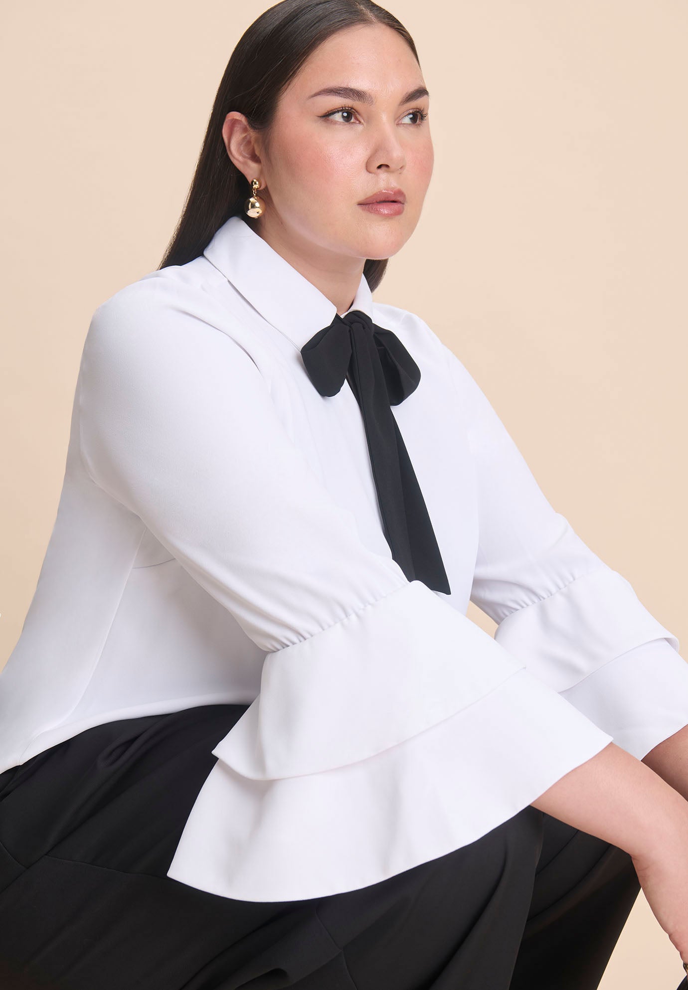 Ruffle Sleeve Collared Top image number 1