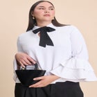 Ruffle Sleeve Collared Top image number null