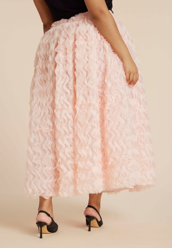 Textured Ruffle Maxi Full Skirt image number 3