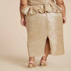 Metallic Skirt With Bubble Peplum image number null