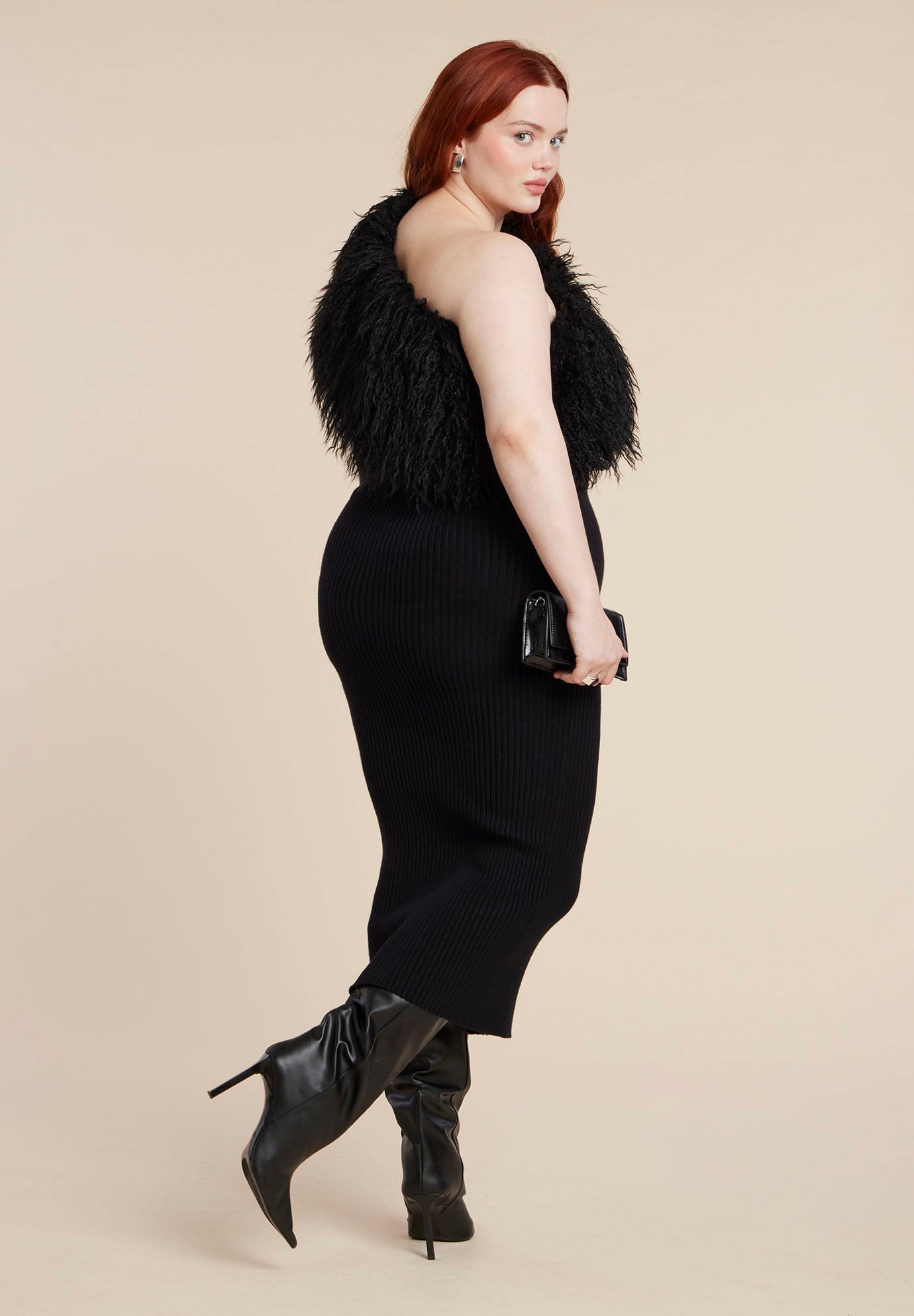 Fur Neckline Maxi Dress image number 5