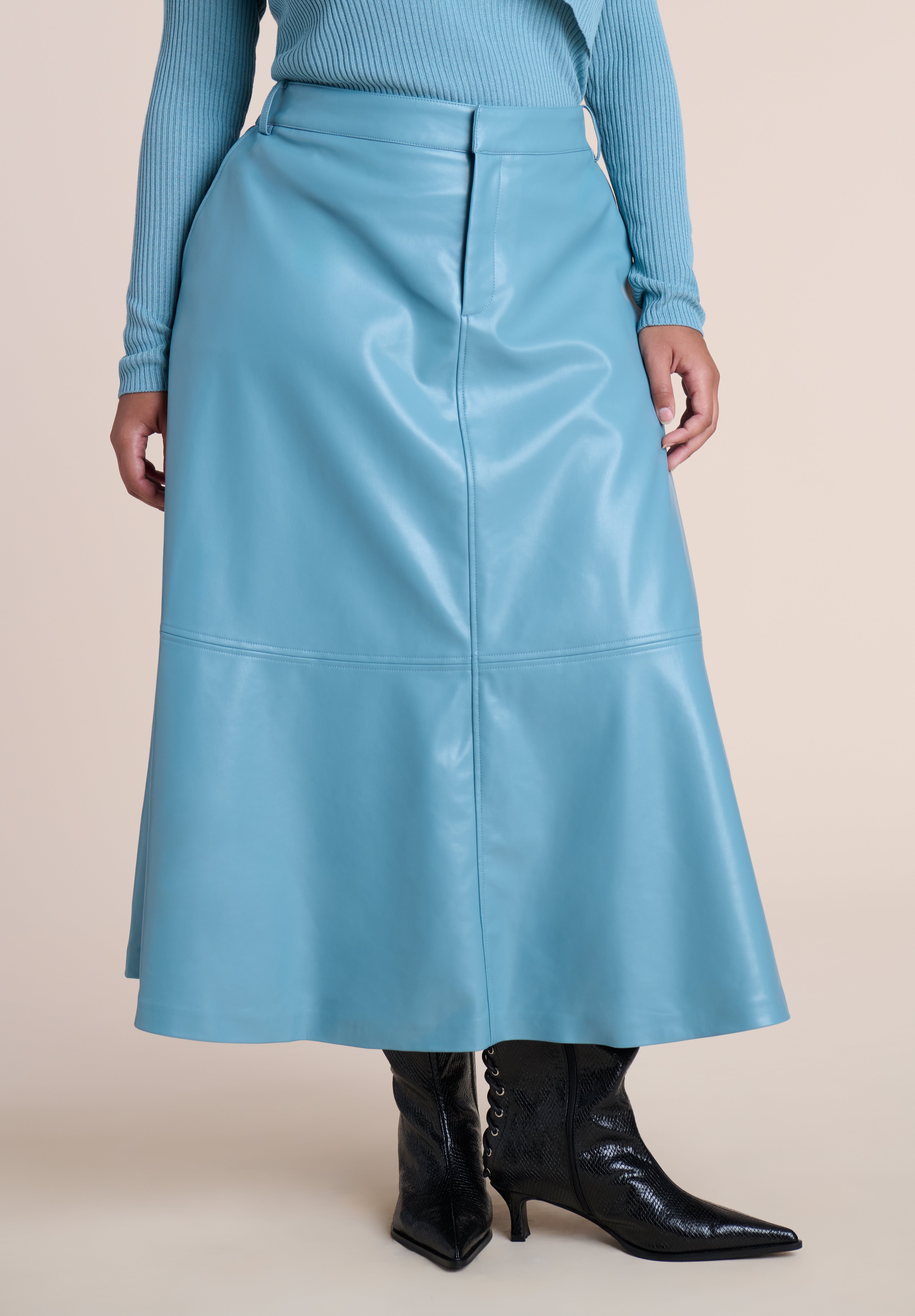 Faux Leather Midi Skirt image number 1