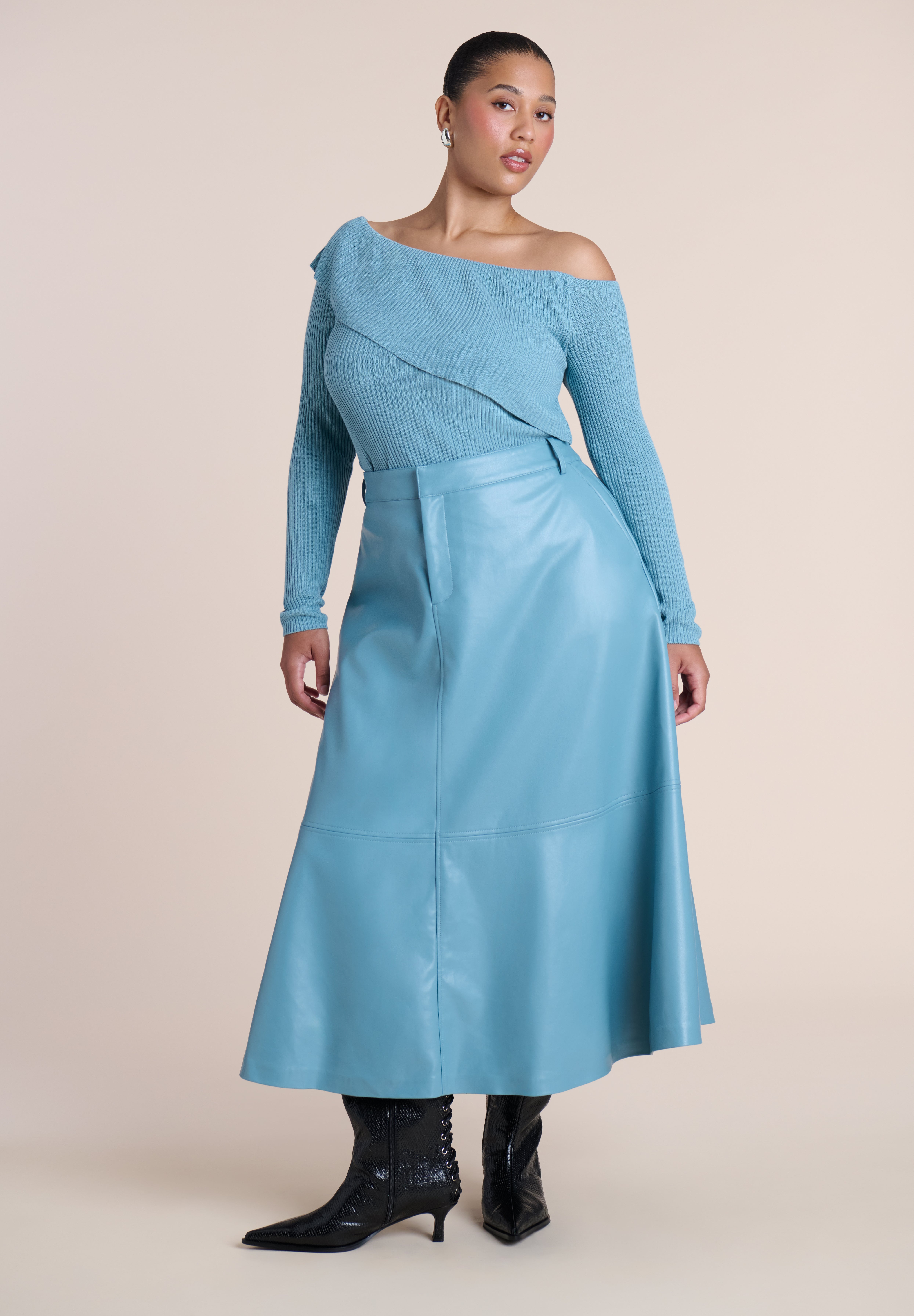 Faux Leather Midi Skirt image number 0