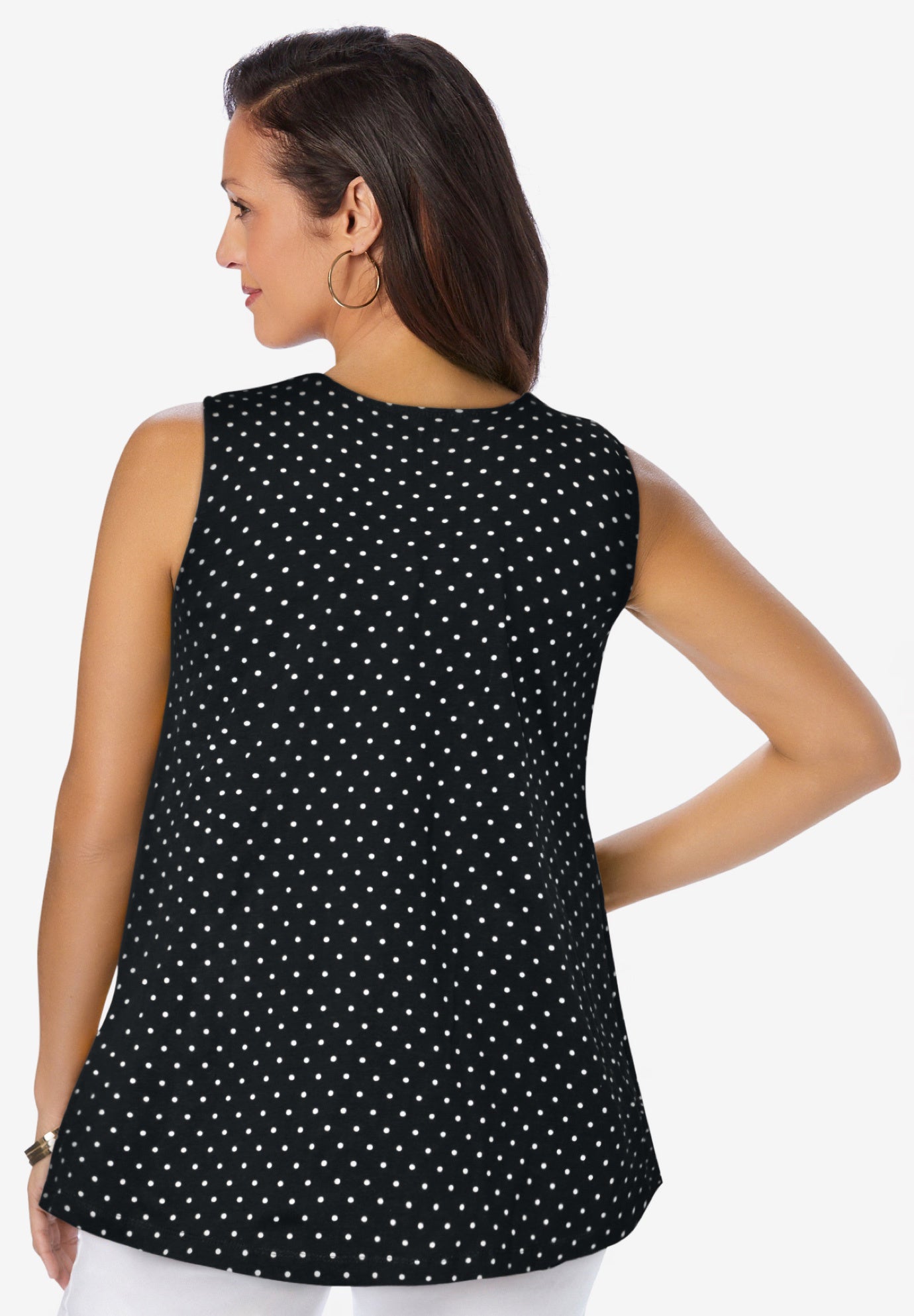 Stretch Cotton V-Neck Trapeze Tank image number 1