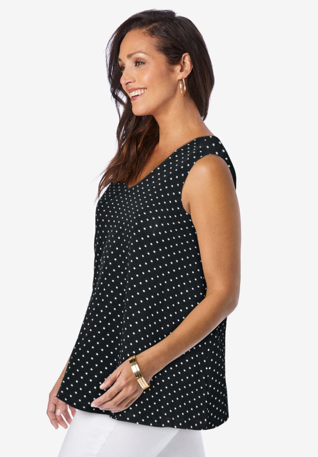 Stretch Cotton V-Neck Trapeze Tank image number 3