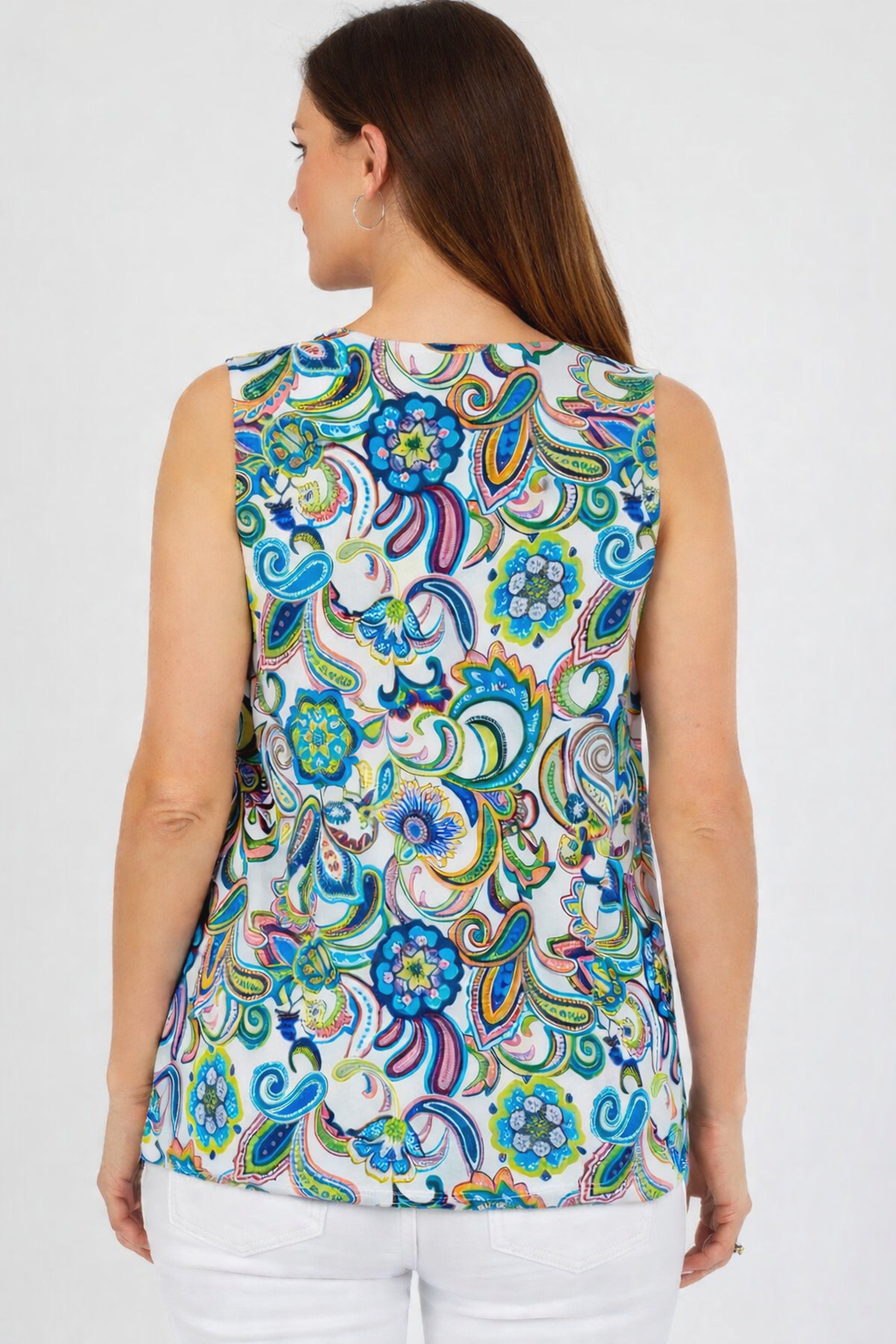 Stretch Cotton V-Neck Trapeze Tank image number 2