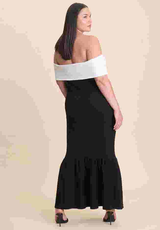 Contrast Bow Fluted Midi Dress image number 5