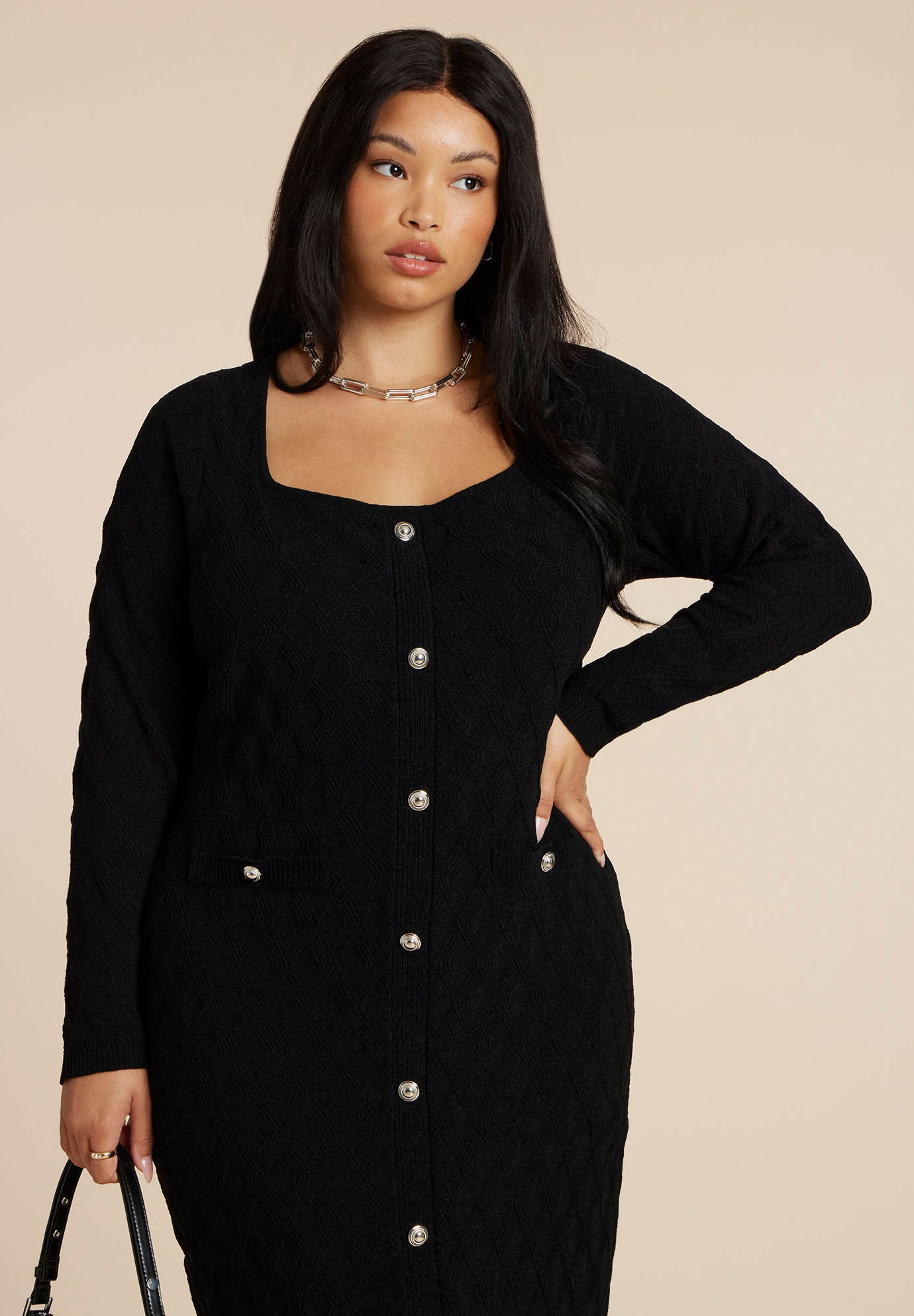 Sweater Dress With Buttons image number 1