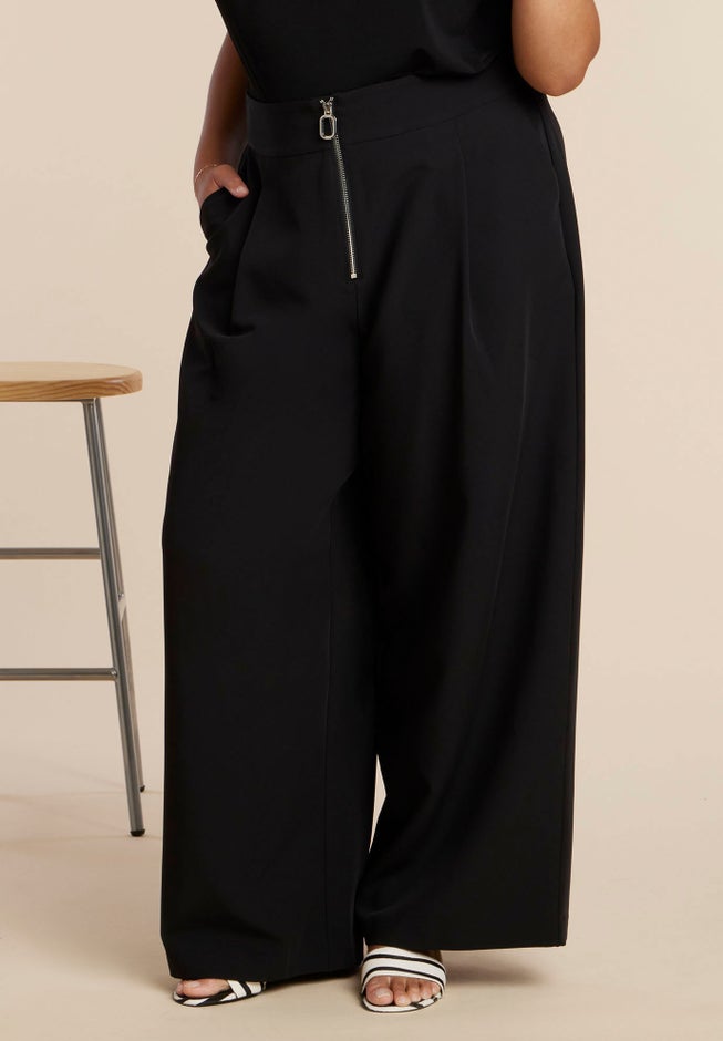 Wide Leg Trouser With Zipper Detail image number 1