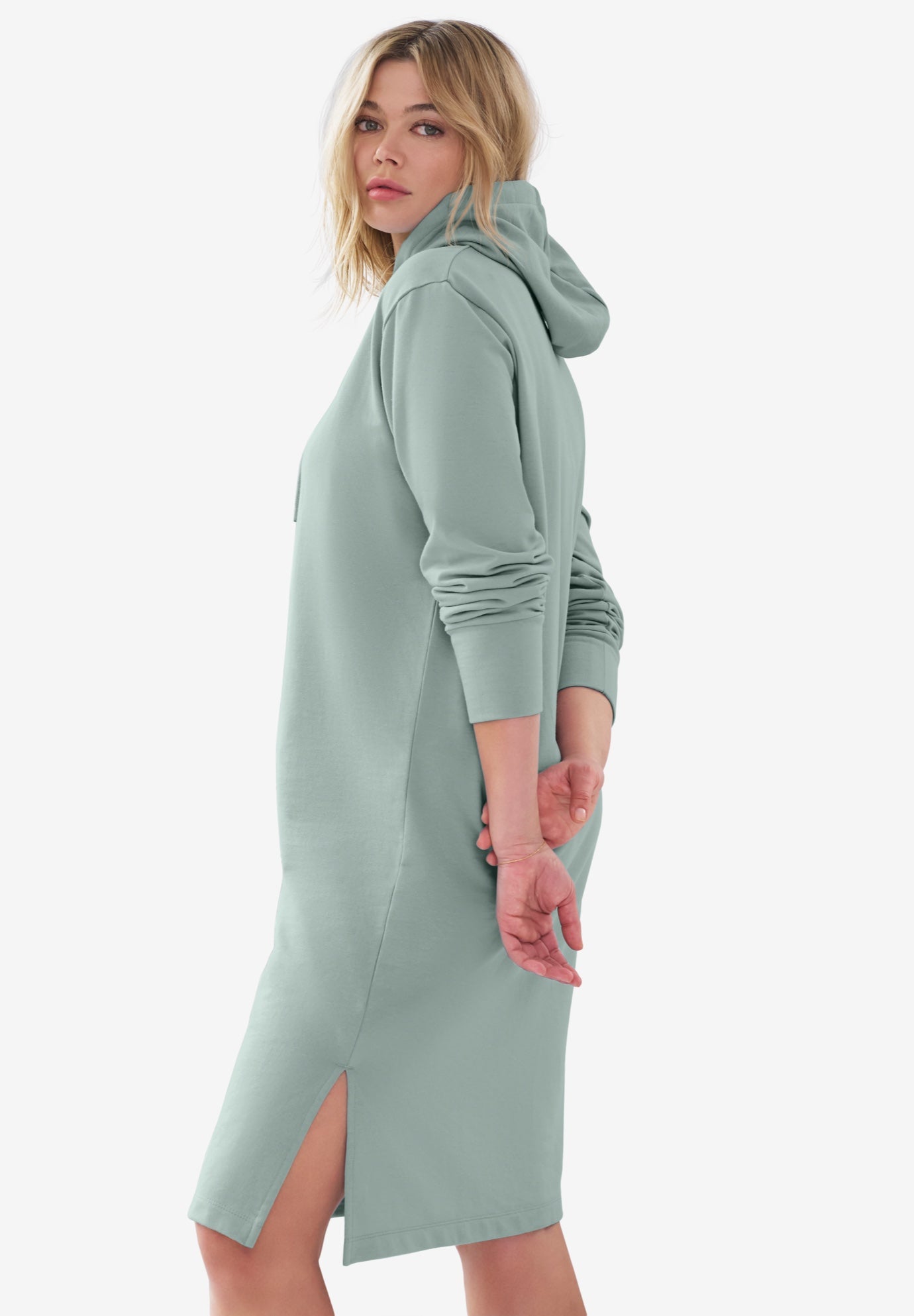 French Terry Hooded Sweatshirt Dress image number 1