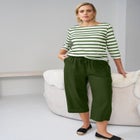 Stretch Knit Scoop Neck 3/4 Sleeve Top image number null