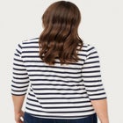 Cotton Spandex Jersey Boatneck Three-Quarter Sleeve Top image number null