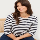 Cotton Spandex Jersey Boatneck Three-Quarter Sleeve Top image number null