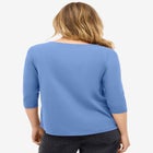 Stretch Knit Scoop Neck 3/4 Sleeve Top image number null