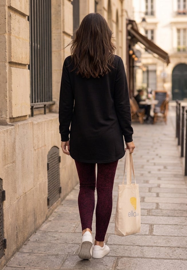 French Terry Sweatshirt Tunic with Shirttail Hem image number 1