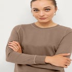 French Terry Sweatshirt Tunic with Shirttail Hem image number null