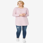 French Terry Sweatshirt Tunic with Shirttail Hem image number null