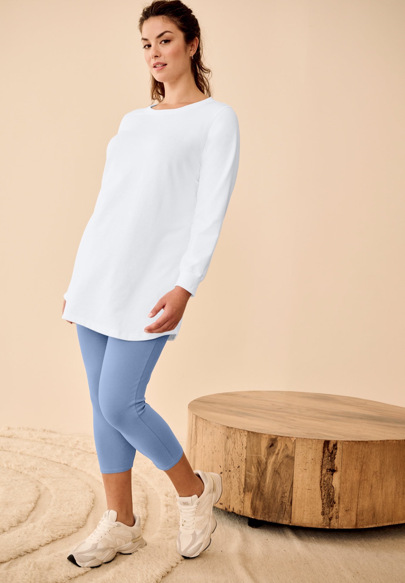French Terry Sweatshirt Tunic with Shirttail Hem image number 0