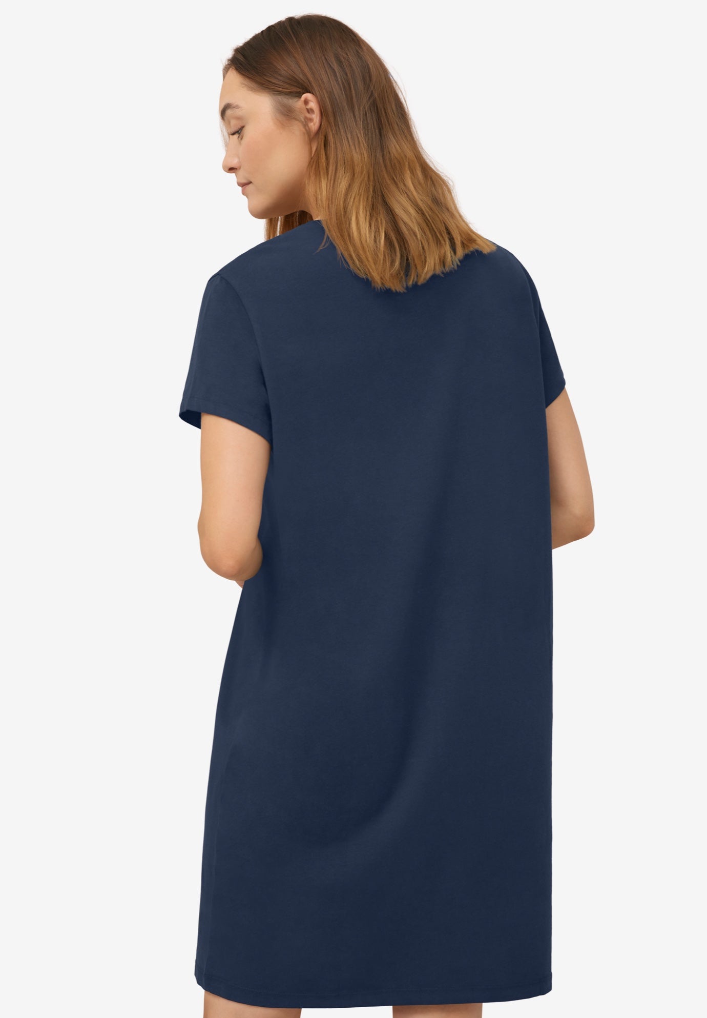Cotton Spanex Jersey V-Neck Short Sleeve Sleepshirt image number 1