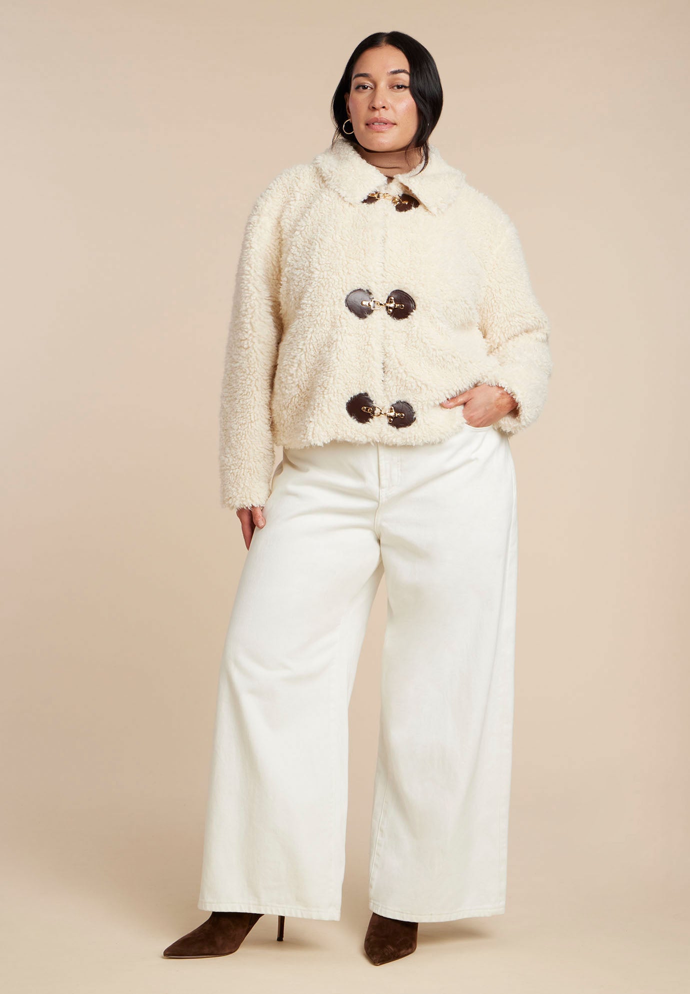 Teddy Fur Coat With Buckles image number 1