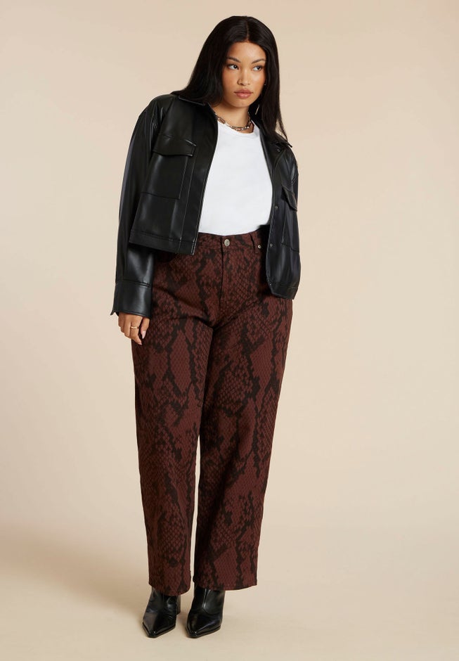 Snake Print Relaxed Leg Jean image number 1