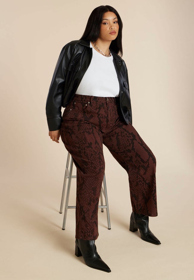 Snake Print Relaxed Leg Jean image number 2