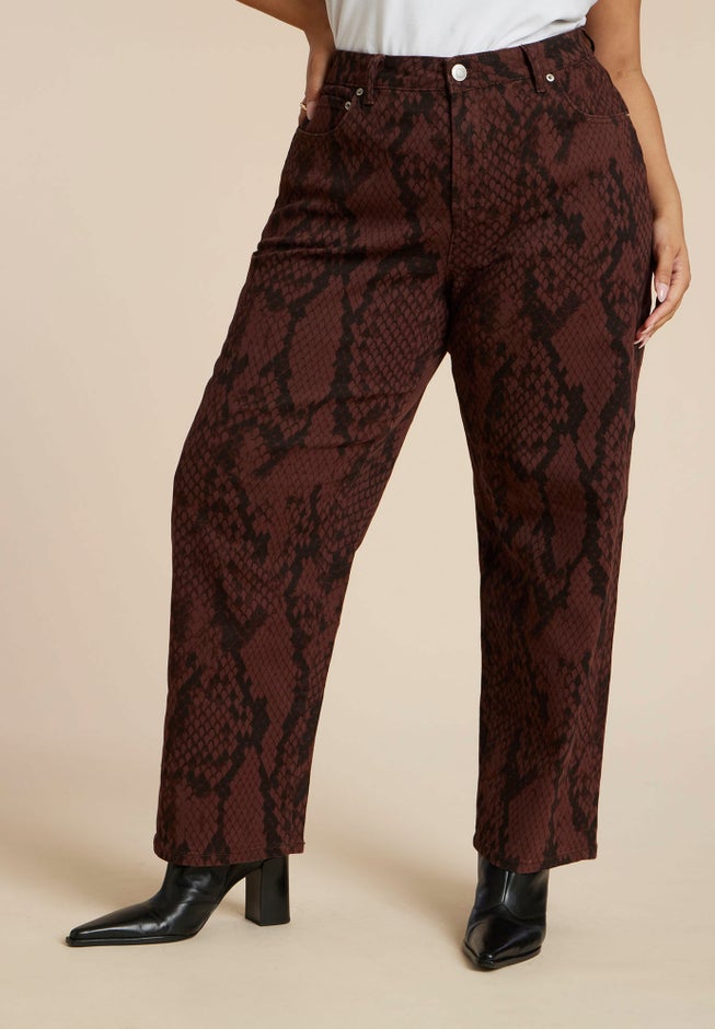 Snake Print Relaxed Leg Jean image number 3