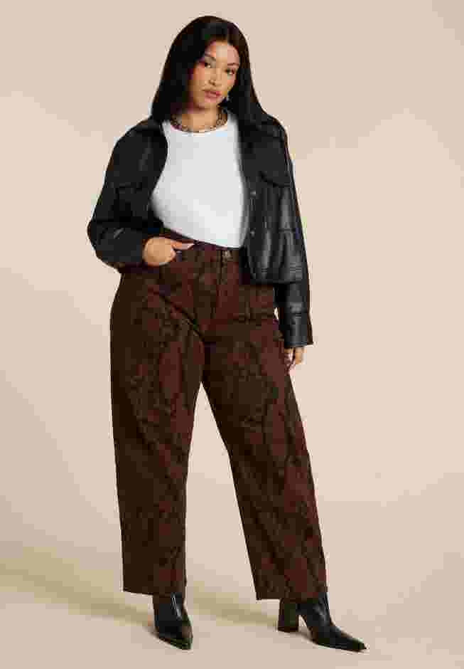 Snake Print Relaxed Leg Jean image number 0