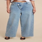 Overlap Waist Wide Leg Jeans image number null