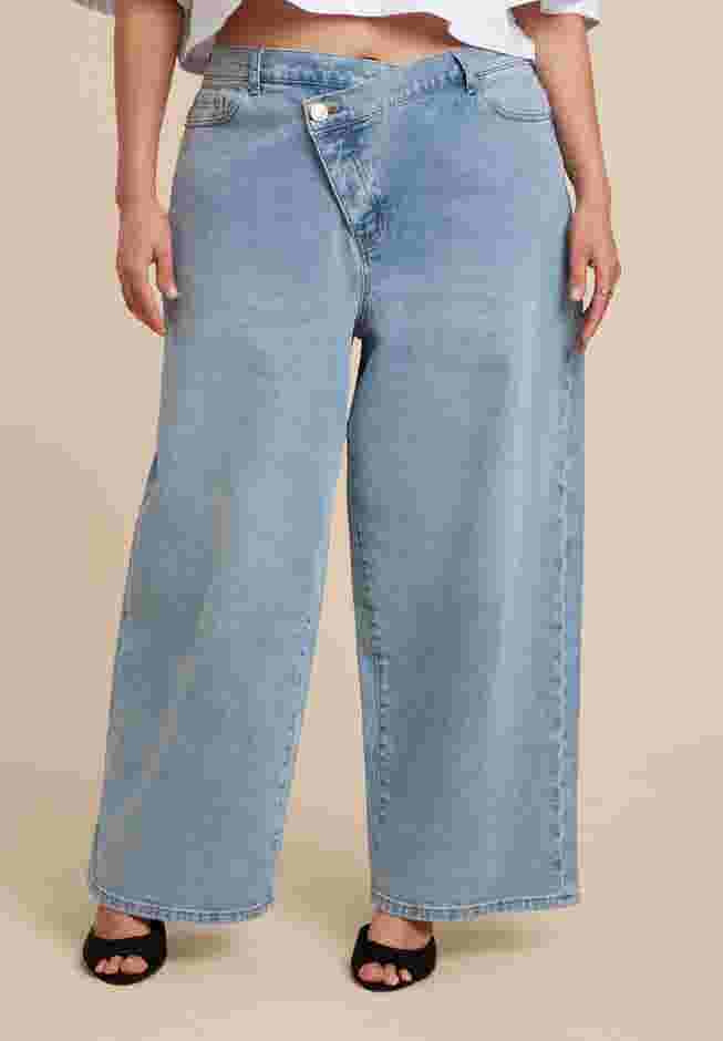 Overlap Waist Wide Leg Jeans image number 1