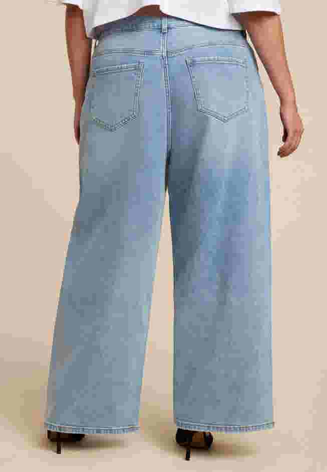 Overlap Waist Wide Leg Jeans image number 2