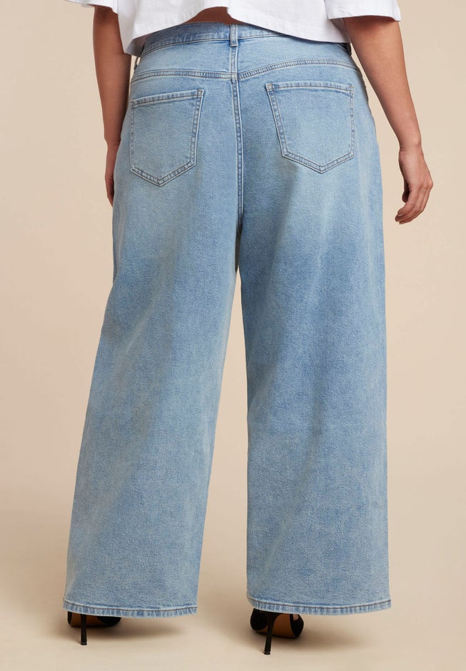 Overlap Waist Wide Leg Jeans image number 2