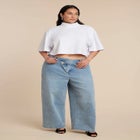 Overlap Waist Wide Leg Jeans image number null