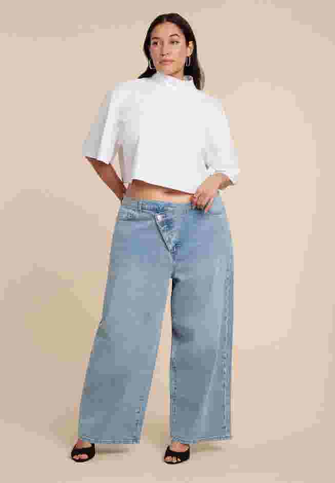 Overlap Waist Wide Leg Jeans image number 0