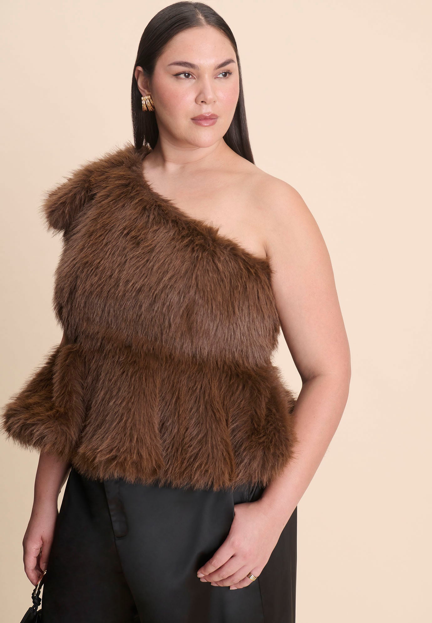 Faux Fur Peplum Top image number 0