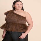 Faux Fur Peplum Top image number null