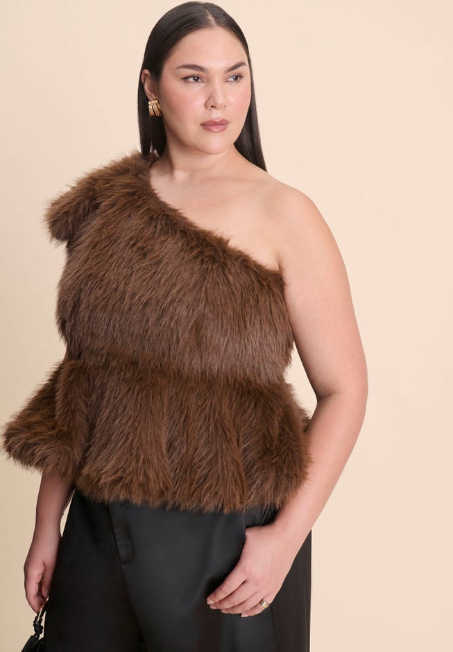 Faux Fur Peplum Top image number 0
