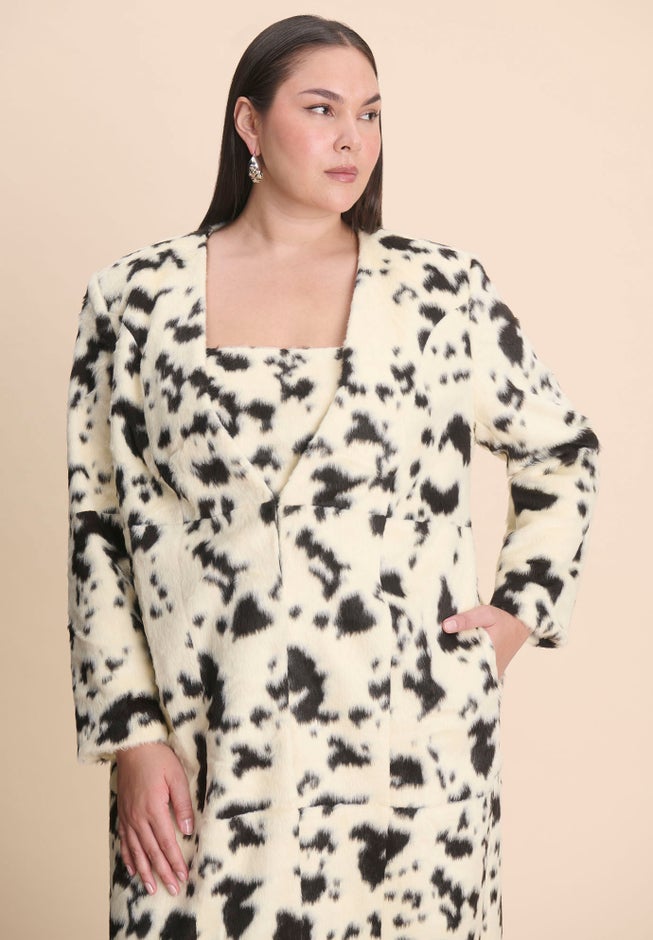 Faux Pony Hair Long Coat image number 1