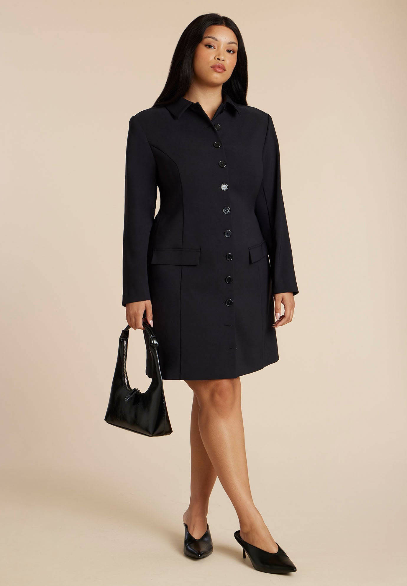 Long Sleeve Collared Mini Dress image number 0