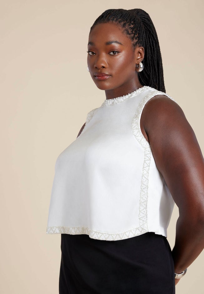  Embellished Sleeveless Boxy Shirt  image number 1