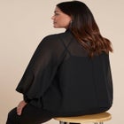 Sheer Neck Tie Blouse image number null