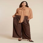 Sheer Neck Tie Blouse image number null