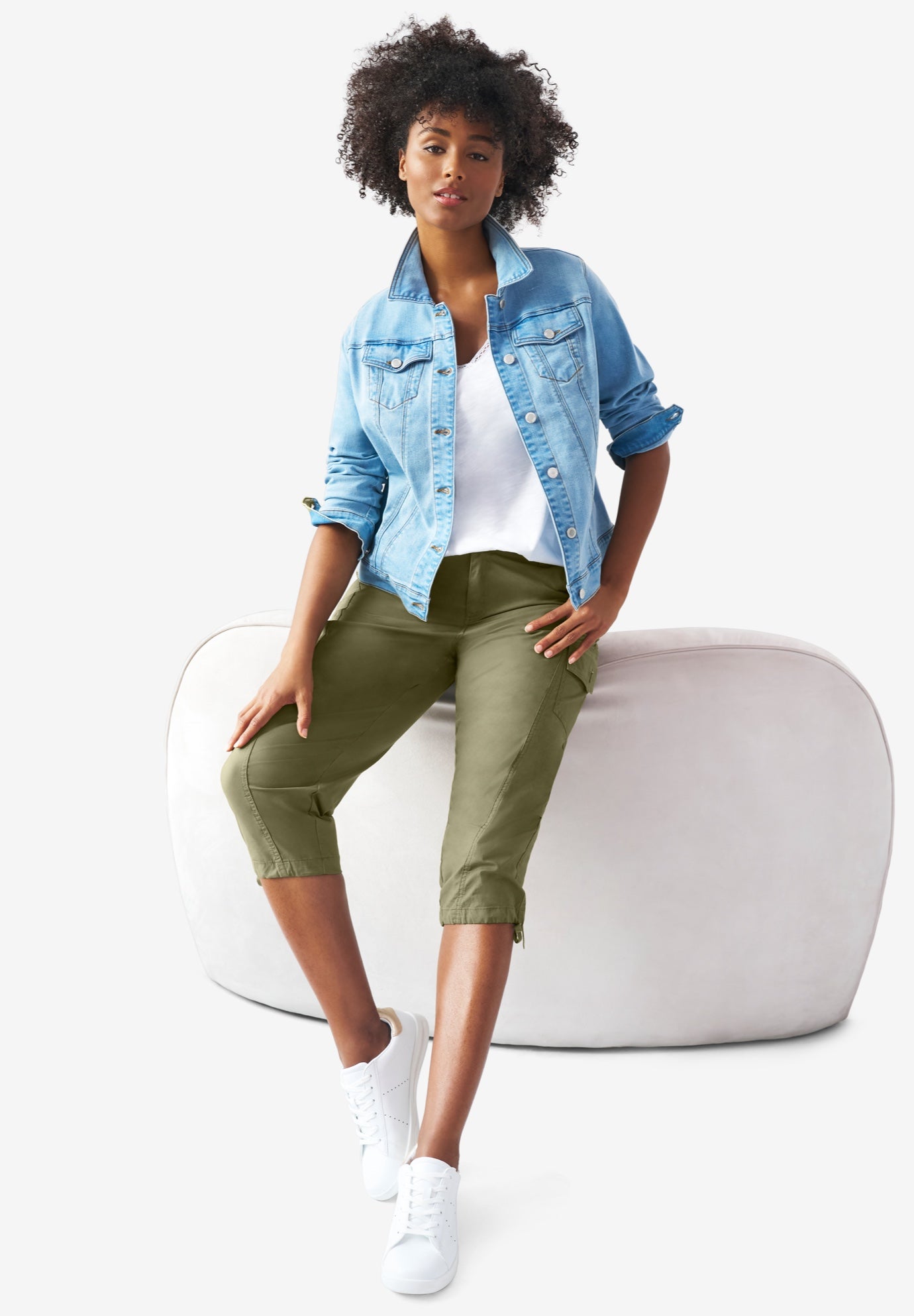 Stretch Cargo Capris by ellos® image number 3