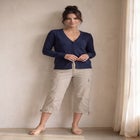 Mid-Rise Stretch Cotton Cargo Capris image number null