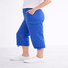 Mid-Rise Stretch Cotton Cargo Capris image number null