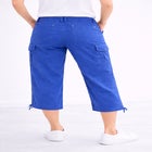 Mid-Rise Stretch Cotton Cargo Capris image number null