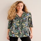 Stretch Knit V-neck 3/4 Sleeve Knot Front Tunic image number null