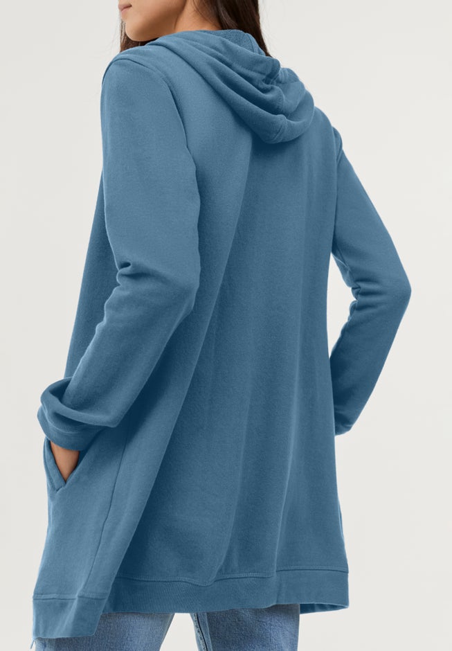 French Terry Long Sleeve Zip-Front Tunic Hoodie image number 1