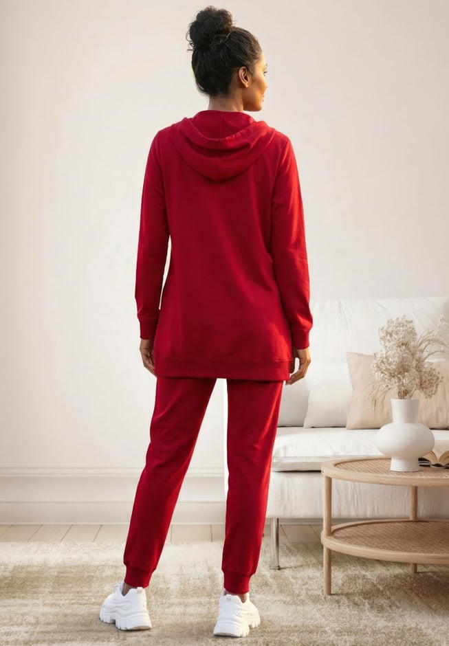 Ellos Studio French Terry Long Sleeve Zip-Front Tunic Hoodie image number 1