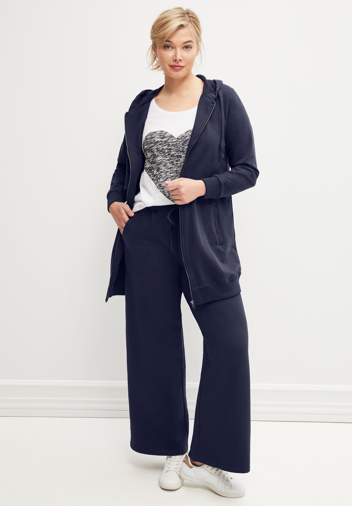 French Terry Long Zip Front Hoodie image number 0